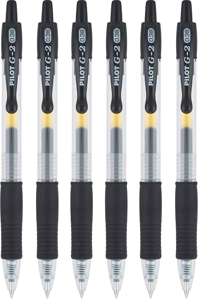 Pilot G2 Retractable Rollerball Gel Pens, Ultra Fine Point, 0.38mm, Black Ink, 6 Count | Amazon (US)