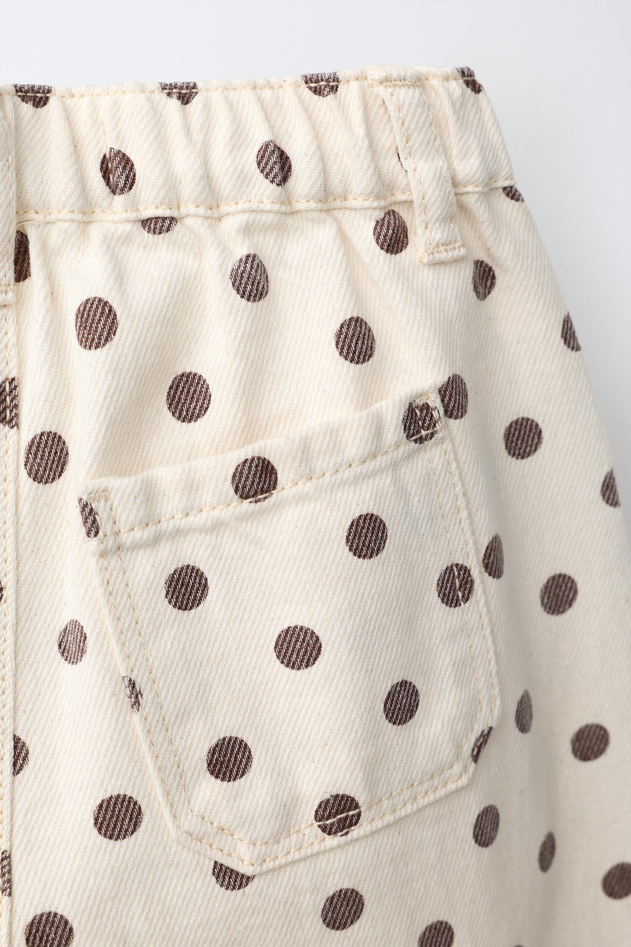 POLKA DOT BARREL TWILL PANTS | Zara US