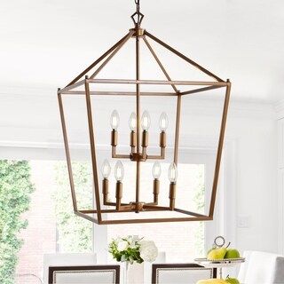 Pagoda 20" 8-Bulb Lantern Metal LED Pendant, Antique Gold by JONATHAN YImage Gallery1 / 7Tap to Z... | Bed Bath & Beyond