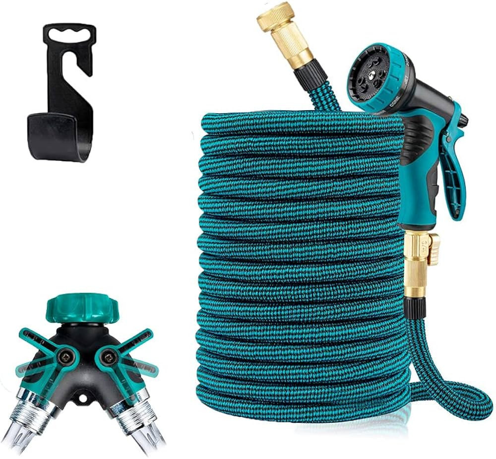 XGOLD 100FT Garden Hose,Flexible Leakproof Water Hose Rustproof Outdoor Yard Lawn Hose with 9 Fun... | Amazon (US)