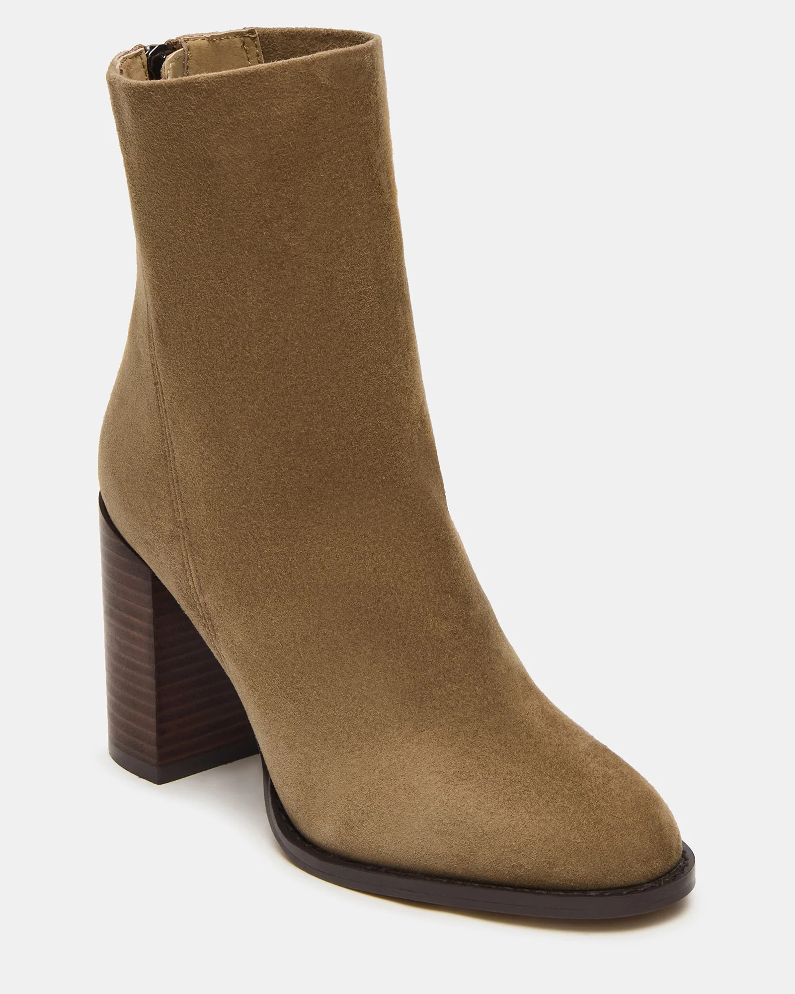 OBSESSION Taupe Suede Rounded Toe Block Heel Women's Ankle Boot | Steve Madden (US)