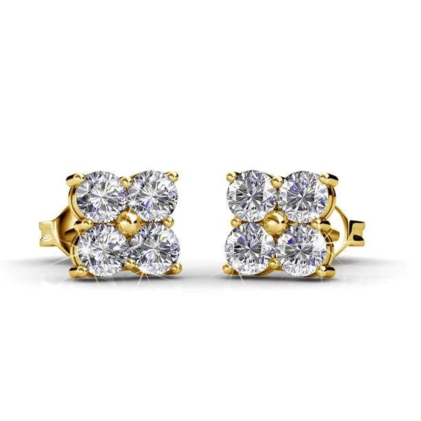 Cate & Chloe Rae Brilliance 18k White Gold Cluster Stud Earrings with Swarovski Crystals, Round D... | Walmart (US)