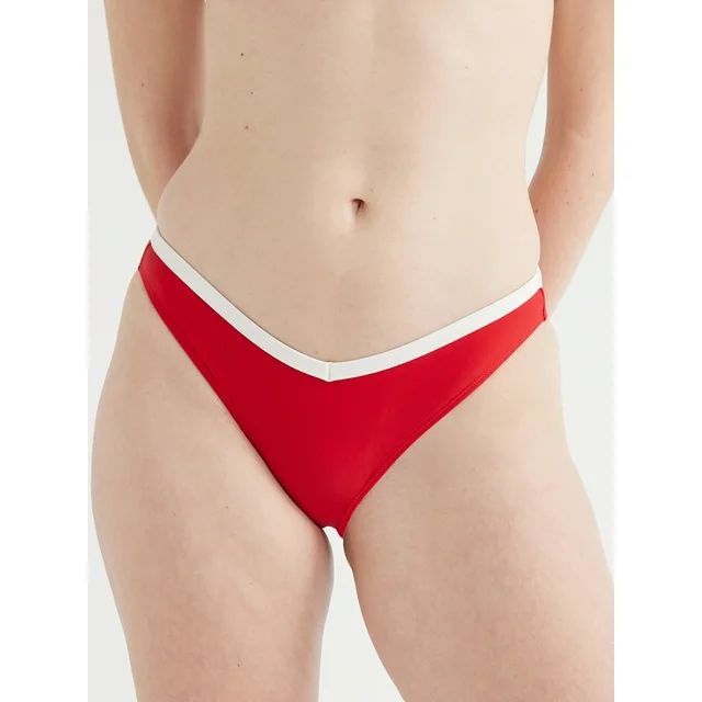 No Boundaries Juniors’ V-Front Bikini Swim Bottoms, Red, Sizes S-XL - Walmart.com | Walmart (US)