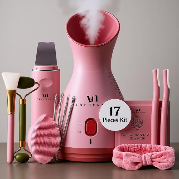 Facial Steamer Spa Kit with Complimentary 17 Skin Care Tools | Face Steamer for Facial Deep Clean... | Amazon (US)