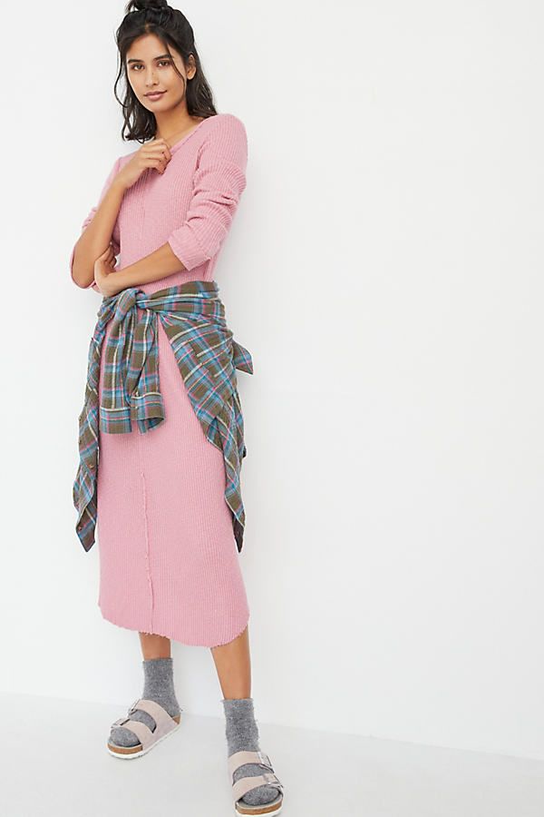 Sasha Ribbed Midi Dress By T.La in Pink Size M | Anthropologie (US)