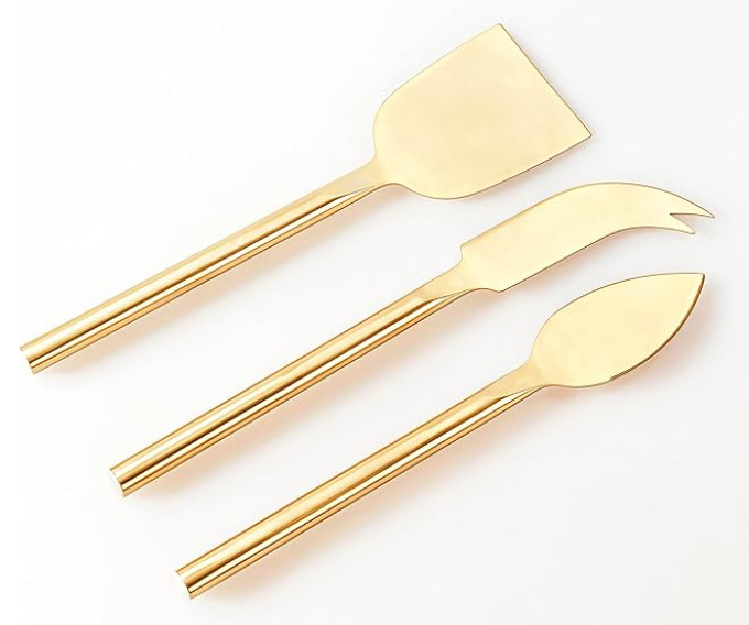 Long Handle Gold Cheese Knife Set of 3 Beautiful Appetizers n Charcuterie Utensils Pronged n Flat & Parmesan Knives serving servewear thanksgiving prep tools kitchen items table food serving 

 #LTKGiftGuide #LTKHoliday #LTKHome