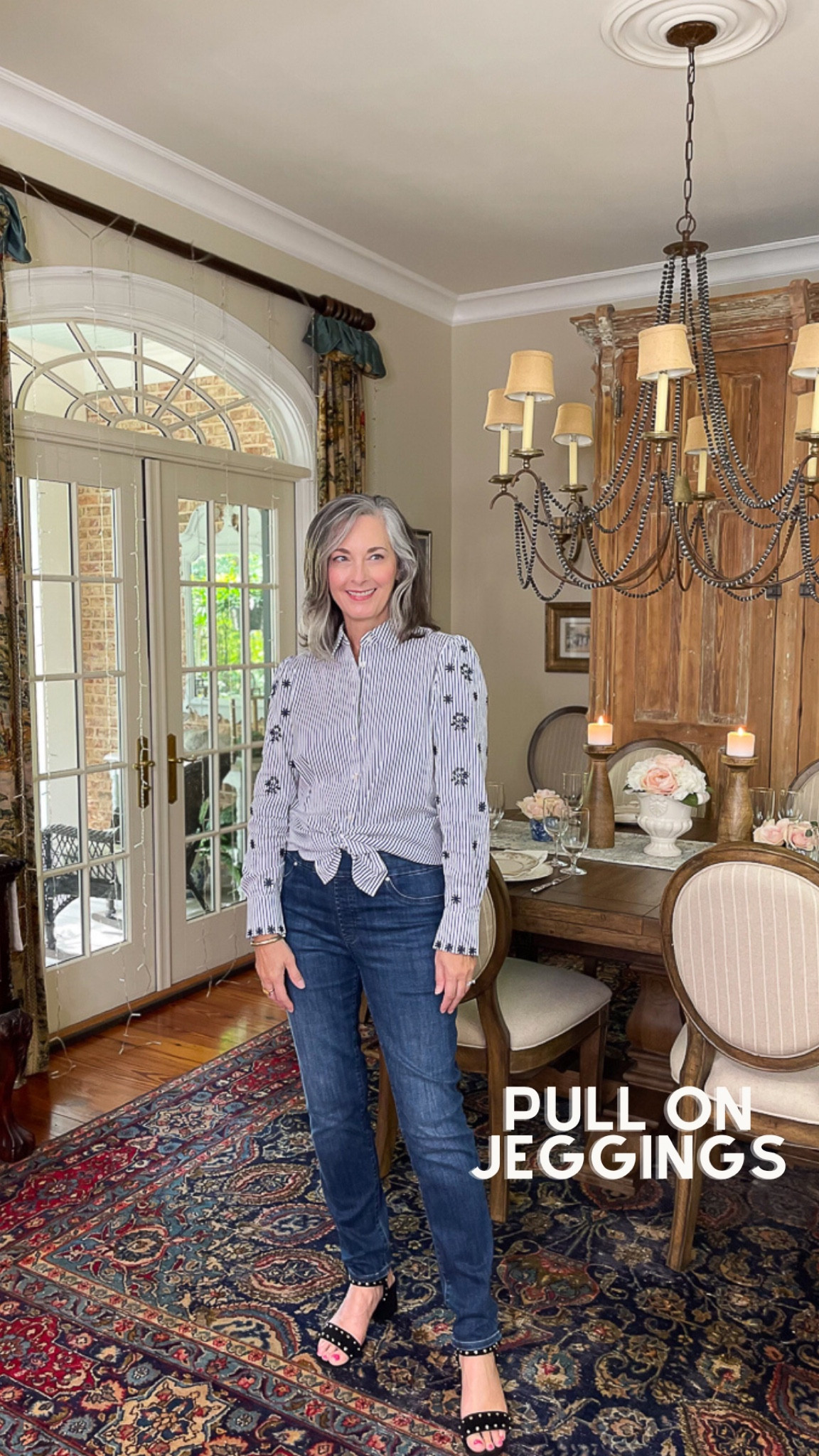 Chico’s pull on jeggings are perfect! They are so flattering and comfortable! They look gorgeous with the blue and white striped blouse. Paired with a studded suede sandal, it’s a nice transition into fall! #lovechicos #chicos #jeans #jeggings #over40fashion #over50fashion #fallfashion #earlyfall 

#LTKshoecrush #LTKstyletip #LTKFind