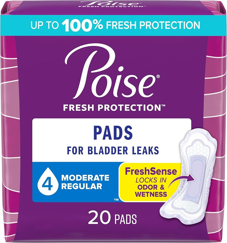 Poise Incontinence Pads & Postpartum Incontinence Pads, 4 Drop Moderate Absorbency, Regular Lengt... | Amazon (US)