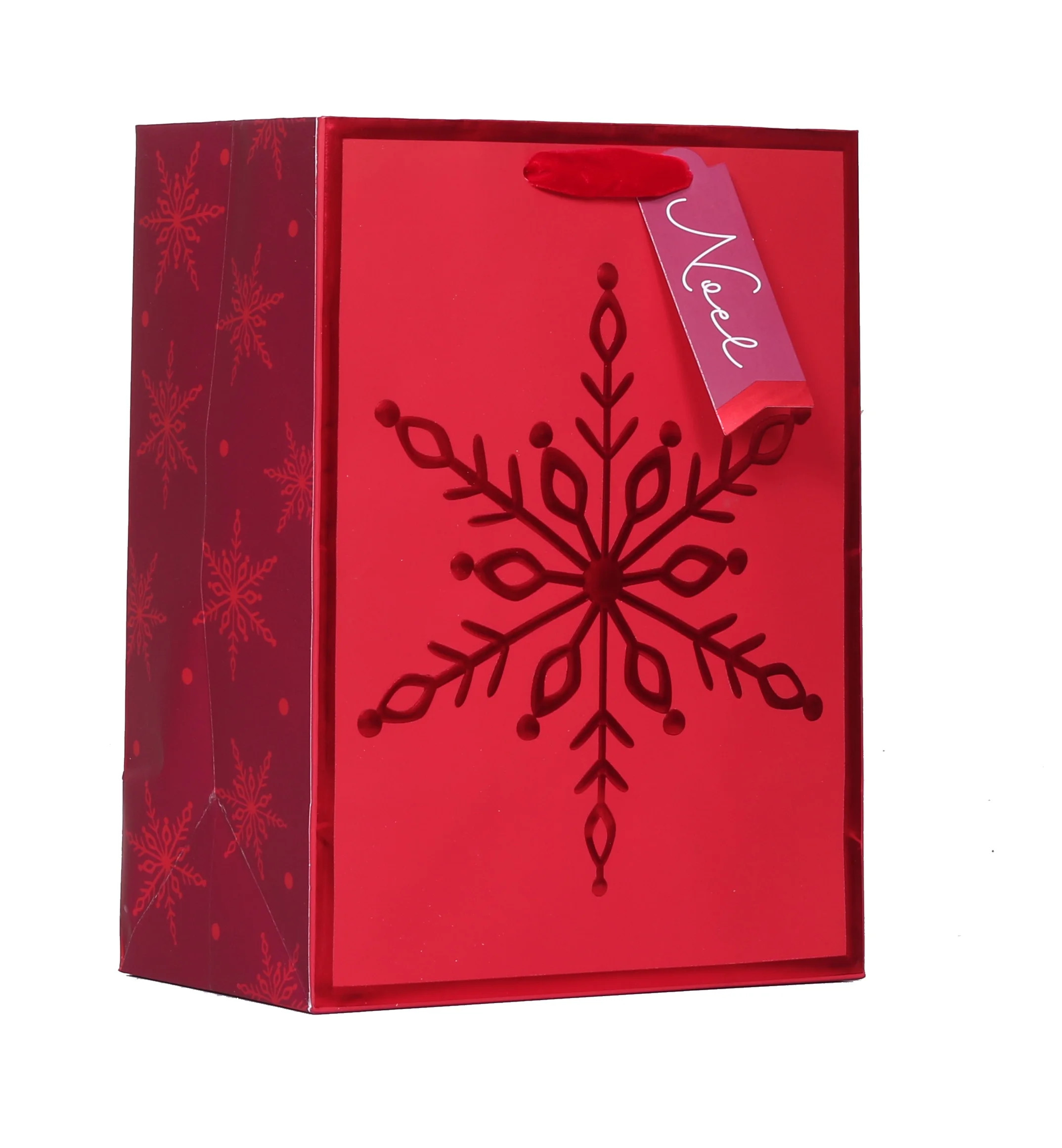 Medium Snowflake Red Christmas Gift Bag (7.5" x 9.875") by My Texas House | Walmart (US)