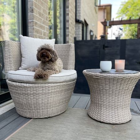 Outdoor patio round conversation wicker set. Perfect for morning ☕️! 

#LTKhome