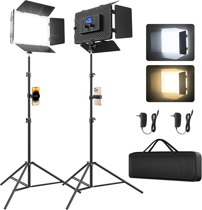Unicucp 2 Pack Led Video Light Panel Light with Barndoor, 8000mAh Rechargeable Camera Light with ... | Amazon (US)