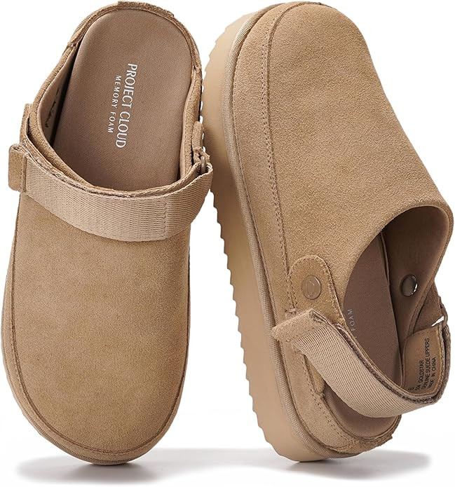 Project Cloud 100% Genuine Leather Clogs for Women - Memory Foam Womens Clogs & Mules with Adjust... | Amazon (US)