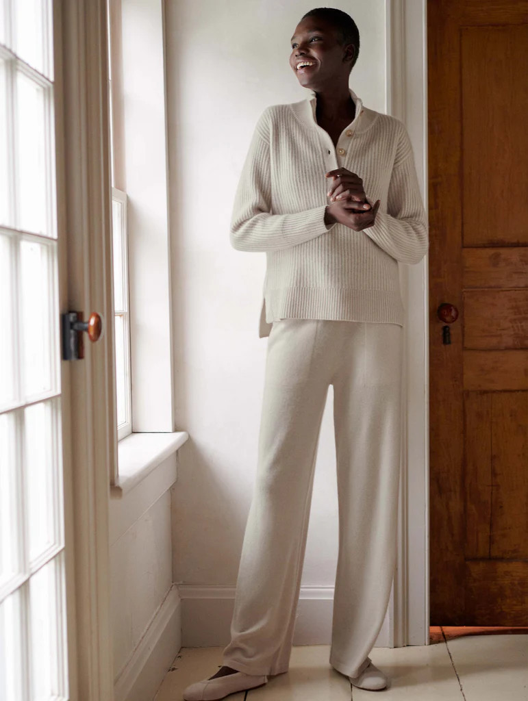 Cashmere Wide Leg Pant | White and Warren