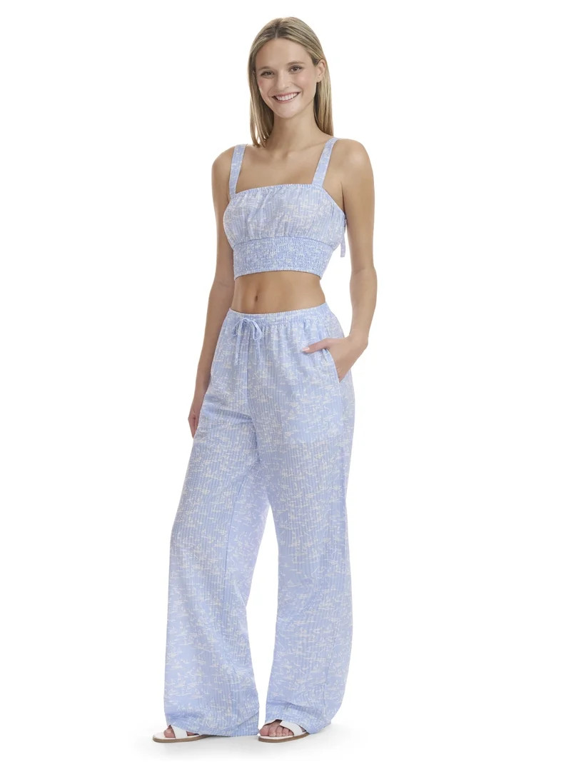 Mills by Millie Bobby Brown Women's Wide Leg Seersucker Palazzo Pants, Sizes XXS-XXL | Walmart (US)