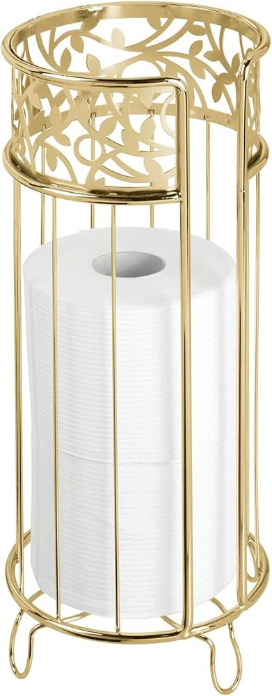 mDesign Decorative Free Standing Toilet Paper Holder Stand with Storage for 3 Rolls of Toilet Tis... | Amazon (US)