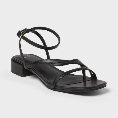 Women’s Goldie Square Toe Strappy Heels - A New Day™ Black 9.5 | Target