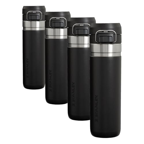 Stanley Quick Flip GO Water Bottle 24 oz, Push Button Lid | Leakproof and Packable for Travel and Sports | Insulated Stainless Steel, BPA-Free - Black 2.0 (Pack of 4) | Amazon (US)