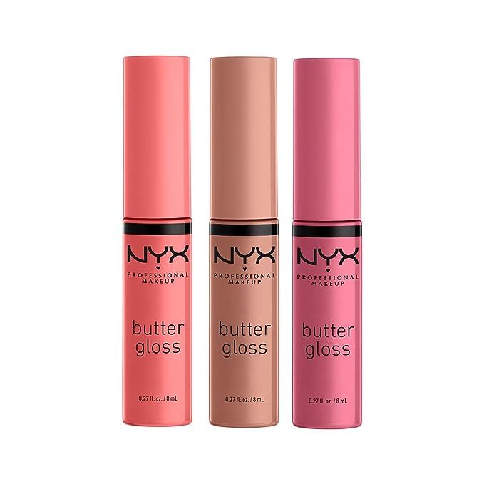 NYX PROFESSIONAL MAKEUP Butter Gloss - Pack Of 3 Lip Gloss (Angel Food Cake, Creme Brulee, Madele... | Amazon (US)
