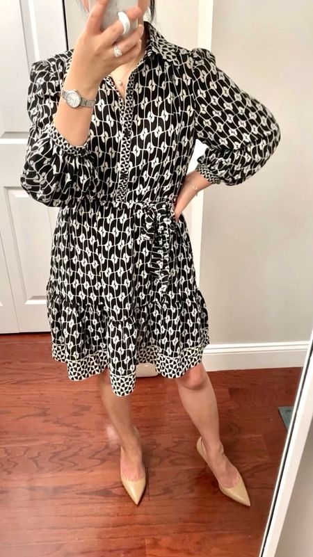 Love the print on this $29.99 dress for fall. It's unlined so a slip or slip skirt is recommended. Size Xs fit me well. I'm 5' 2.5" and 112 pounds. 

#LTKfindsunder50 #LTKworkwear #LTKover40