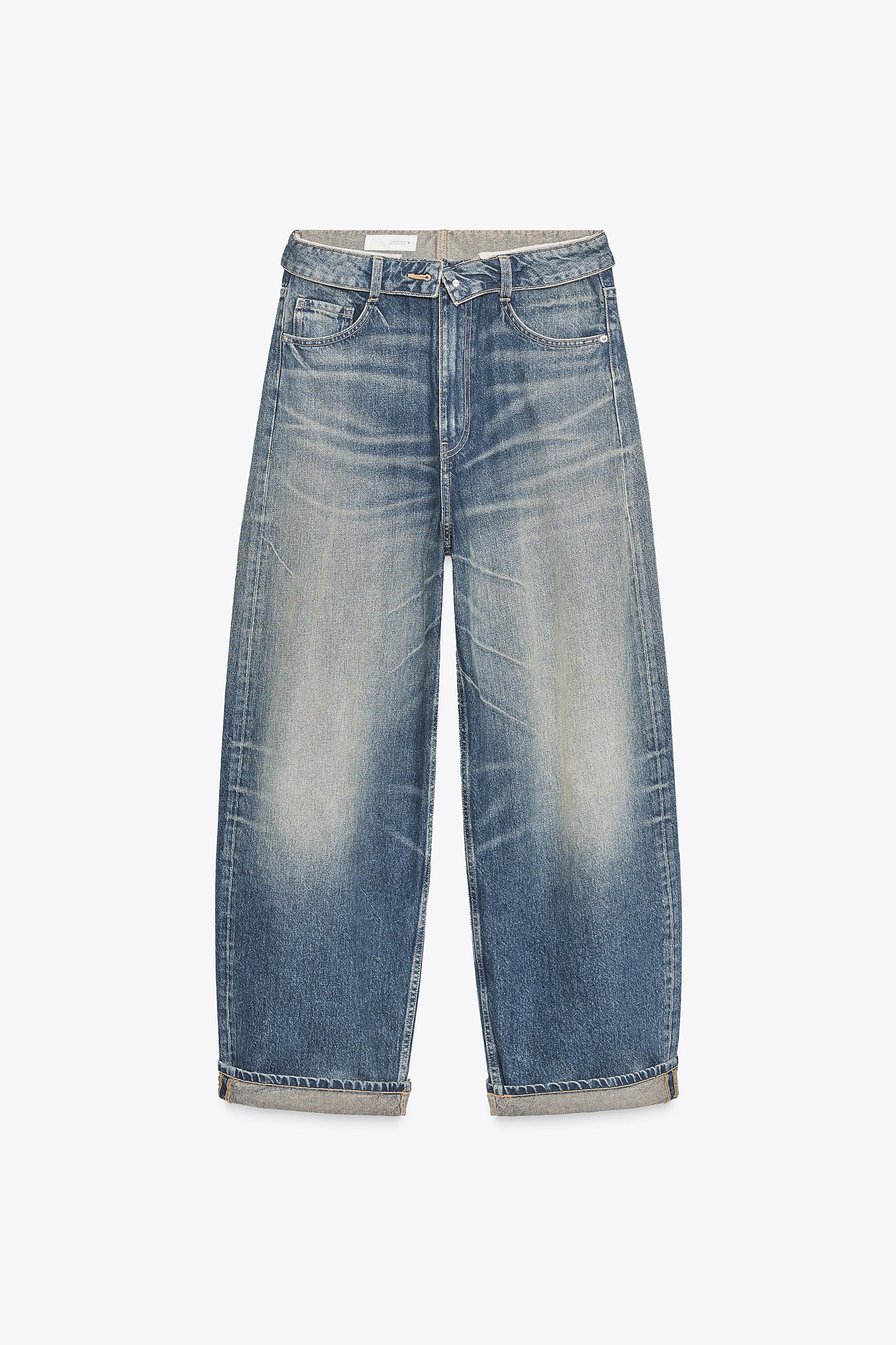 TRF MID-RISE FOLD-OVER WAISTBAND JEANS | Zara US