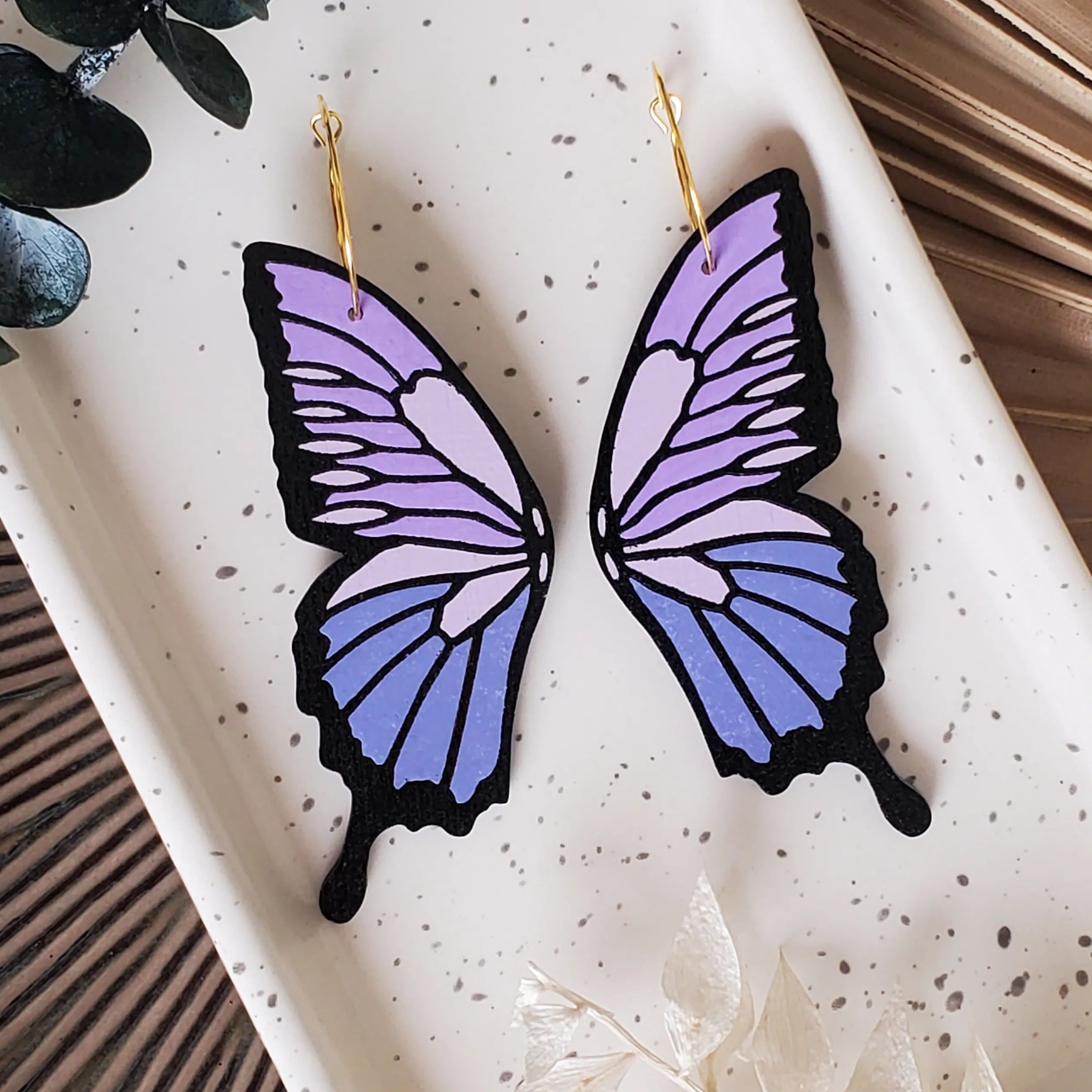 Lavender Butterfly Hoop Earrings | Le Chic Miami