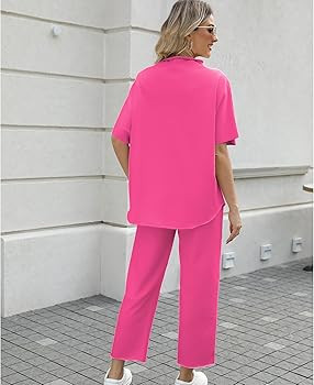 Women's Two Piece Outfits 3/4 Batwing Sleeve Capelet Crew Neck Pullover Top Wide Leg Pants Lounge... | Amazon (US)
