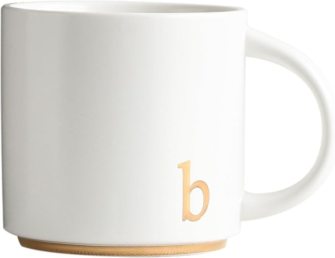 COLLECTIVE HOME - Monogram Ceramic Mugs, 15 oz Golden Initial Coffee Cups, Elegant Alphabet Tea M... | Amazon (US)