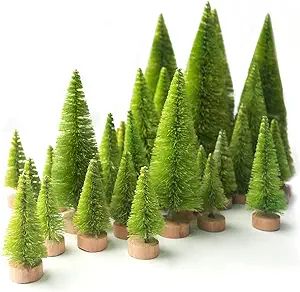 LOVEINUSA 40PCS Mini Christmas Trees, 5 Sizes Artificial Sisal Trees Bottle Brush Xmas Trees with... | Amazon (US)