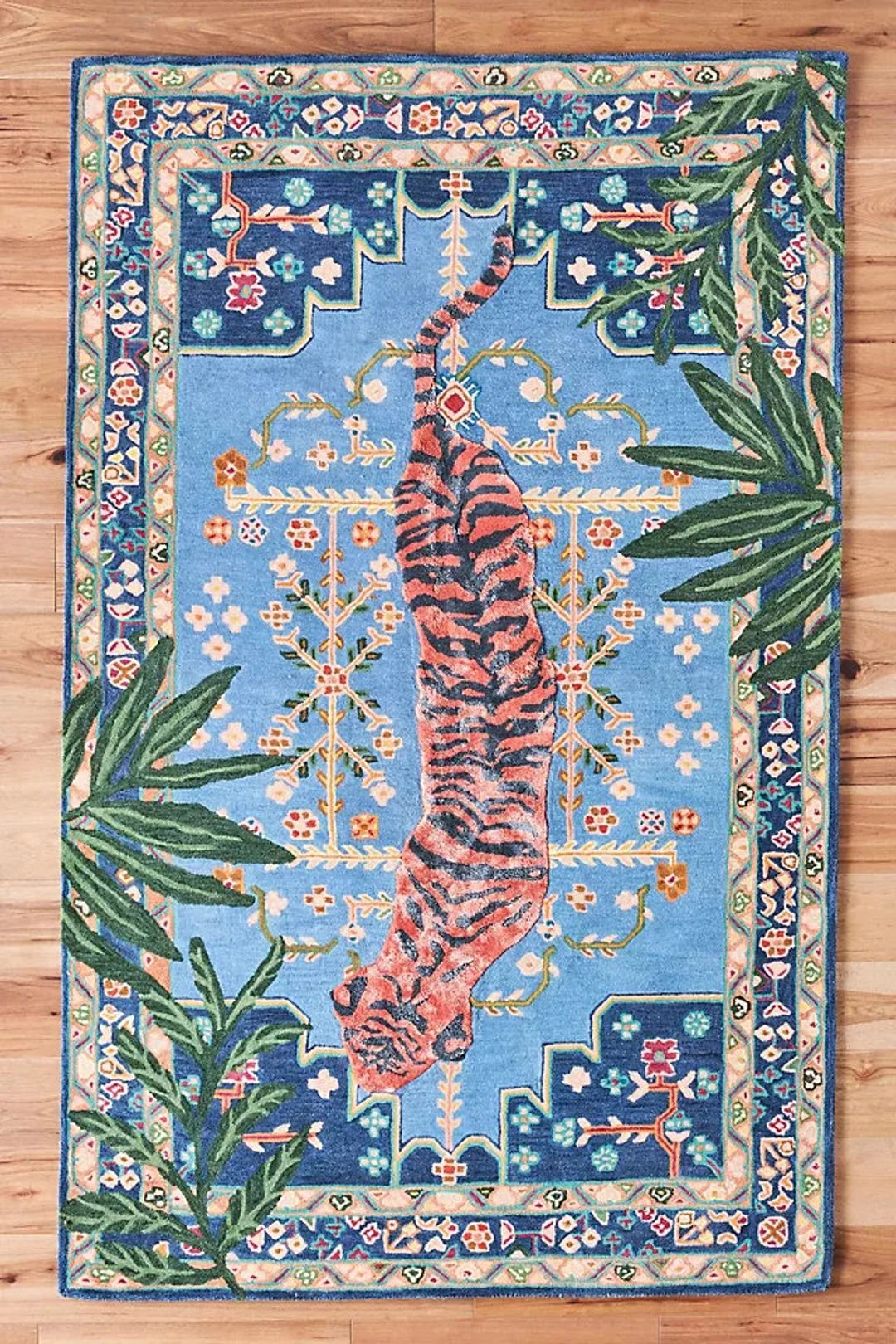 Hand tffted Bengal tiger Rug woolen area rug 5X8 8X10 X9X12 Multi color Hand Made woolen area rug... | Etsy (US)
