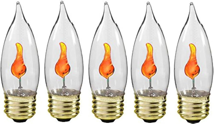 Creative Hobbies® 10J Flicker Flame Light Bulb -Flame Shaped, E26 Standard Base, Flickering Oran... | Amazon (US)