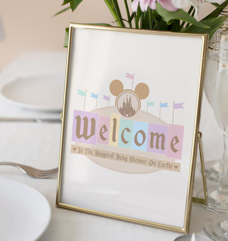 Disneyland Baby Shower Party Welcome Sign, Disneyland Party Decoration, Digital File - Etsy | Etsy (US)