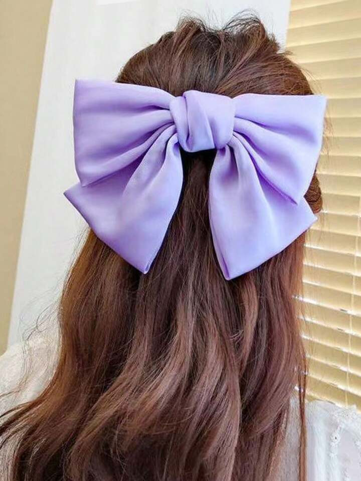 1 stk Van 7,87 Inch , Vrouwen Boog , Paars Satijn Groot Haar Clips , Geschikt Voor Dagelijks Bijp... | SHEIN
