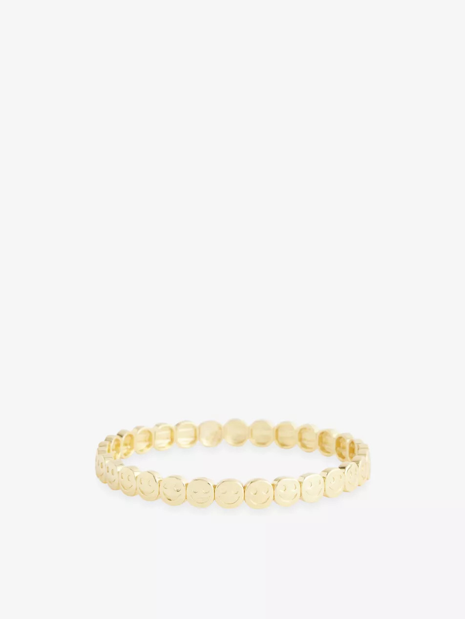 The Mini Classic Happy Face 18ct Yellow Gold-Plated Brass Bracelet | Selfridges