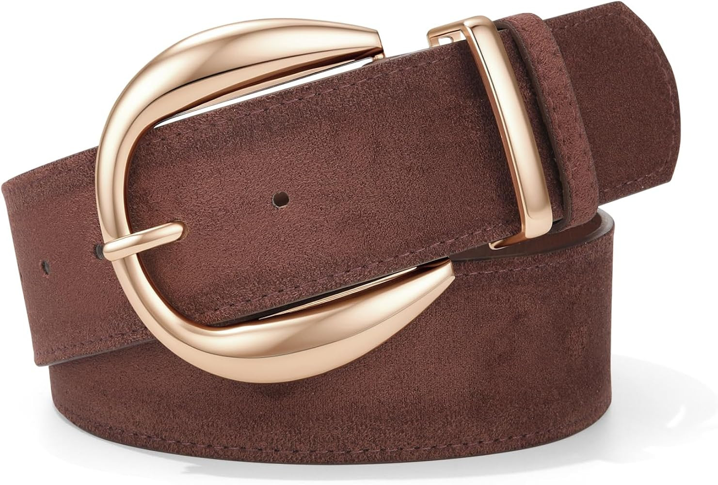 Wide Suede Belts for Women, Chunky Waist Belt with Gold Buckle | Amazon (US)