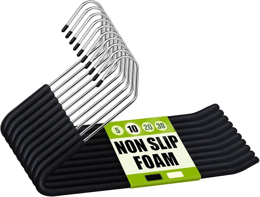 Spring Fever Open Ended Non Slip Sponge Padded Pants Hangers - Chrome Plating Foam Heavy Duty Spa... | Amazon (US)