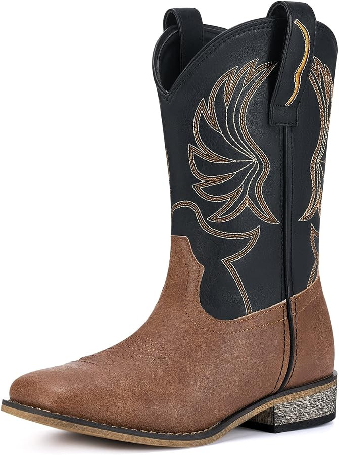 Rollda Kids Cowboy Boots for Boys Girls Western Square Toe Cowgirl Boots with Walking Heel (Toddl... | Amazon (US)