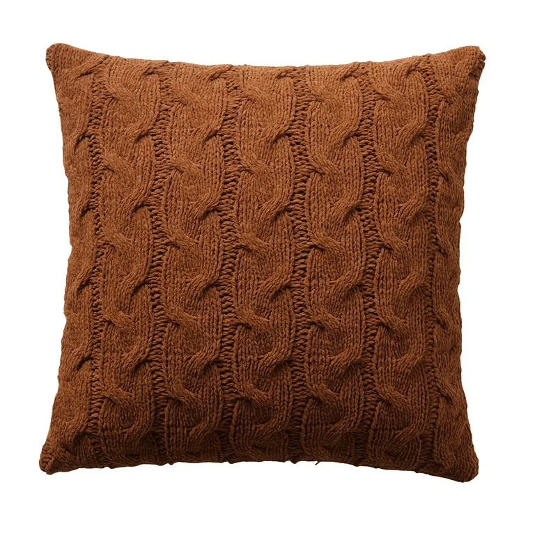 My Texas House 20" x 20" Monte Ginger Cable Knit Decorative Pillow | Walmart (US)