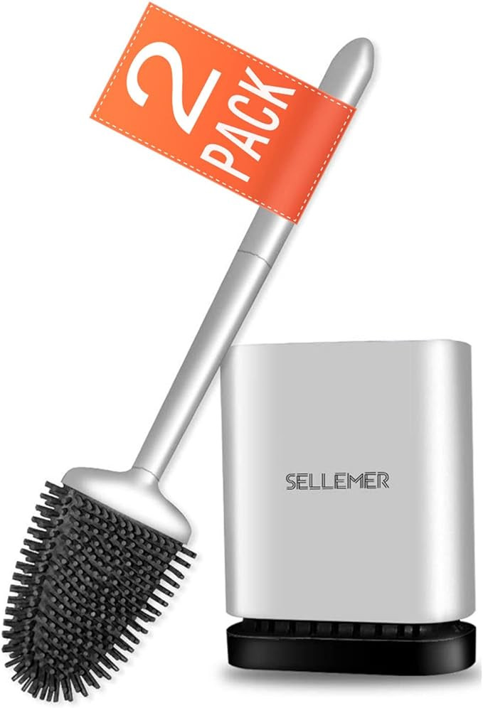 Sellemer Toilet Brush and Holder Set for Bathroom, Flexible Toilet Bowl Brush Head with Silicone ... | Amazon (US)