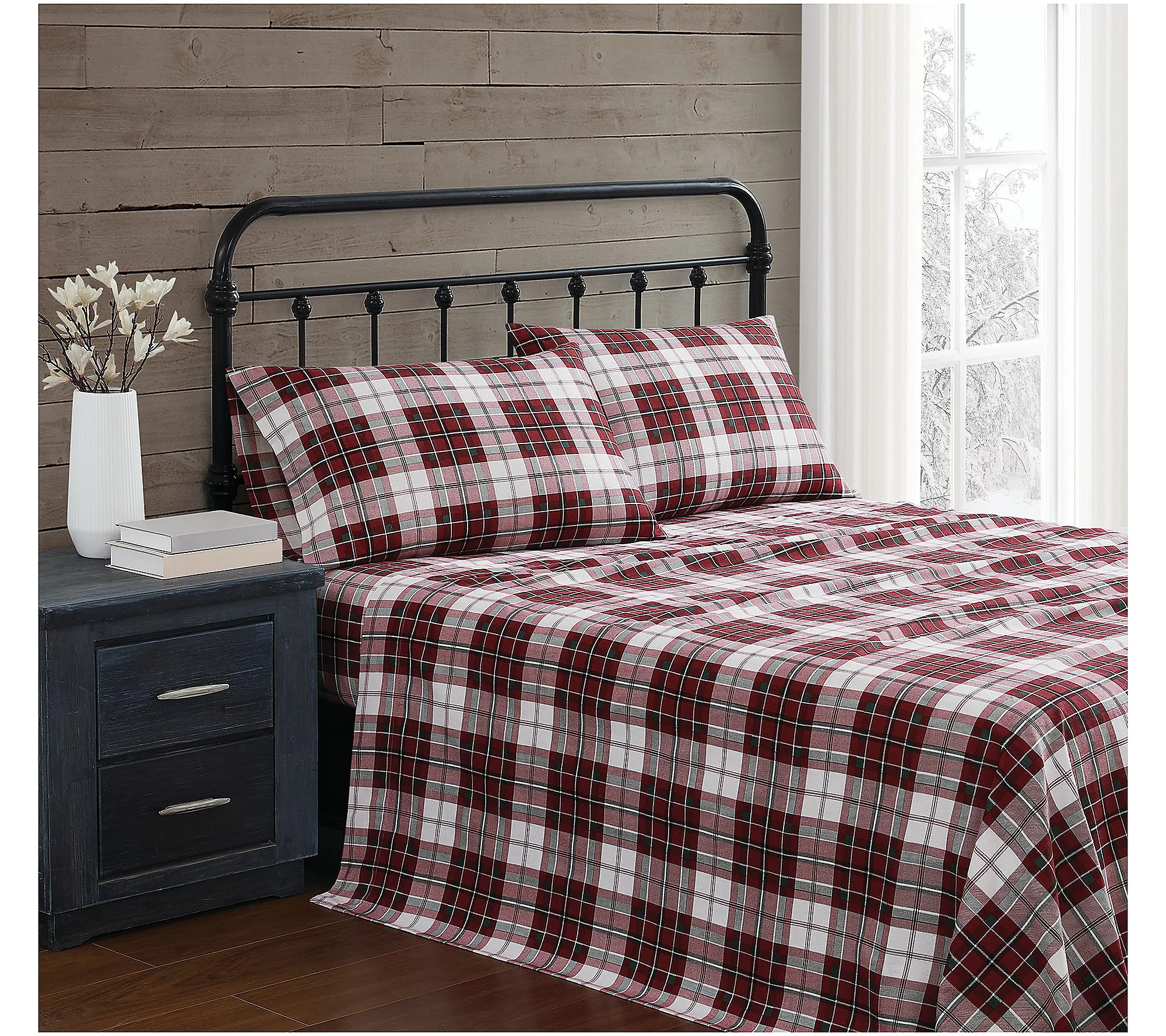 Truly Soft Holiday Plaid Queen Flannel Sheet Se t | QVC