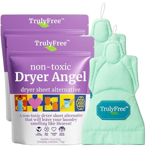 Truly Free Dryer Angel - Natural Dryer Sheet Alternative, Non-Toxic Reusable Fabric Softener Sheets and Scent Booster, Safe for Babies and Sensitive Skin, Laundry Room Essentials - 2 Packs + 2 Refills | Amazon (US)