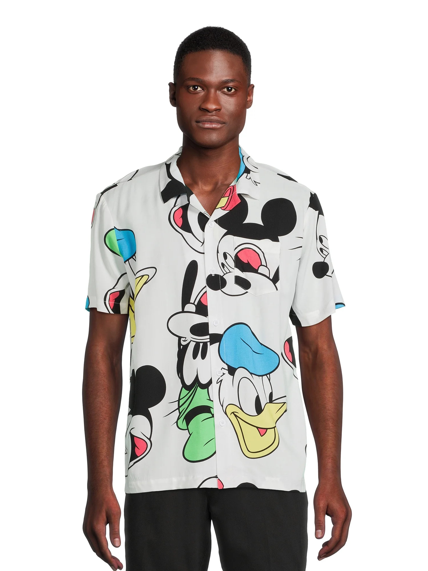 Disney Men's Mickey Mouse Graphic Button-Front Shirt, Size S-3XL - Walmart.com | Walmart (US)