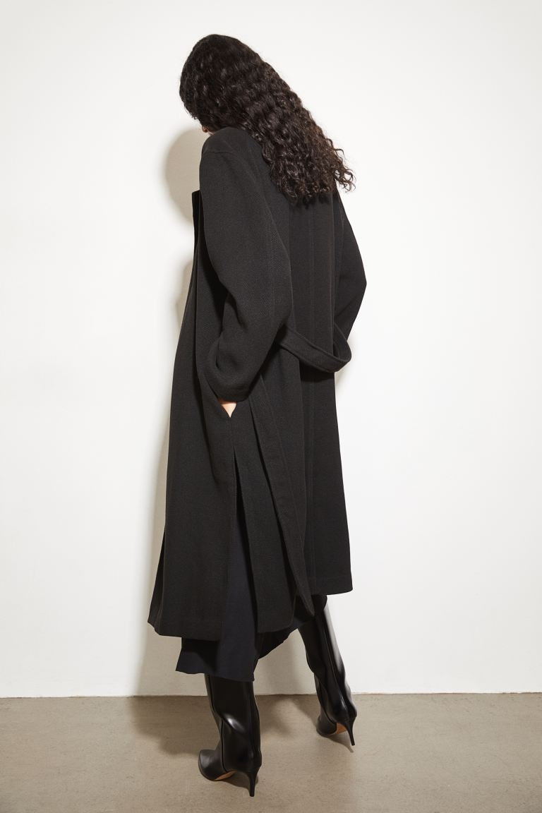 Abrigo con cinturón de anudar - Negro - MUJER | H&M ES | H&M (FR, IT, ES, PT, BE)