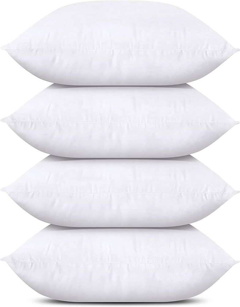 Utopia Bedding Throw Pillows (Set of 4, White), 18 x 18 Inches Pillows for Sofa, Bed and Couch De... | Amazon (US)