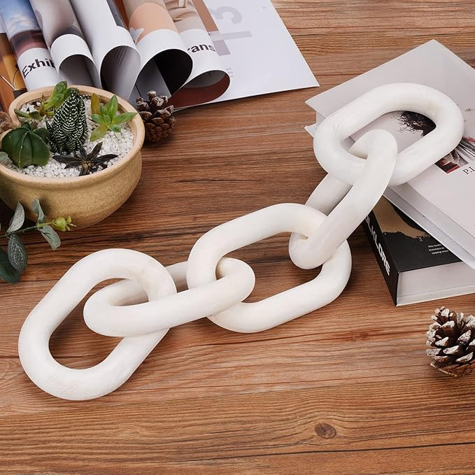 Decorative Wood Chain Link Modern Boho Home Farmhouse Decor, 5 Link Chain Decor Hand-Carved Woode... | Amazon (US)