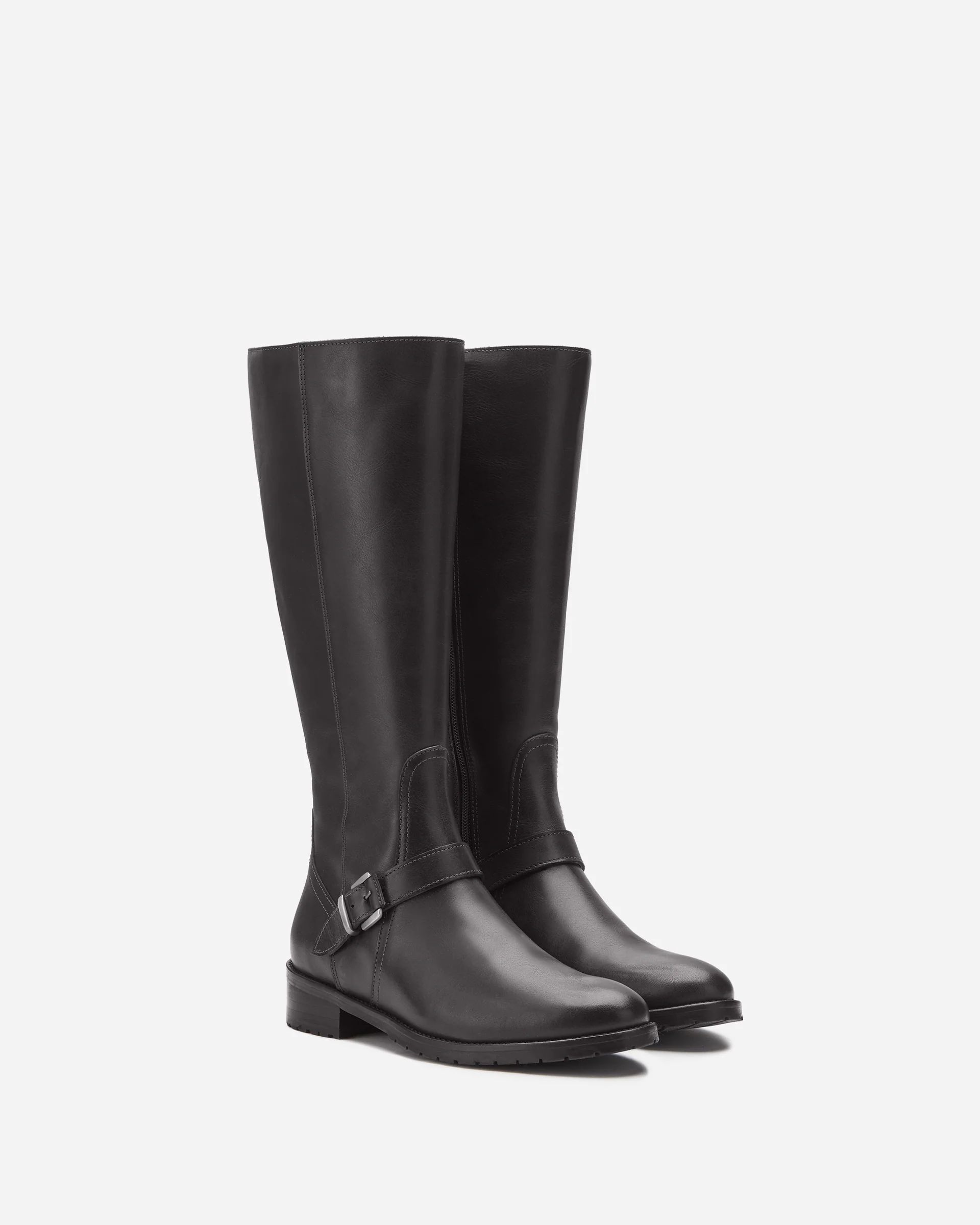 Charlotte Knee High Boots in Black Leather | DuoBoots