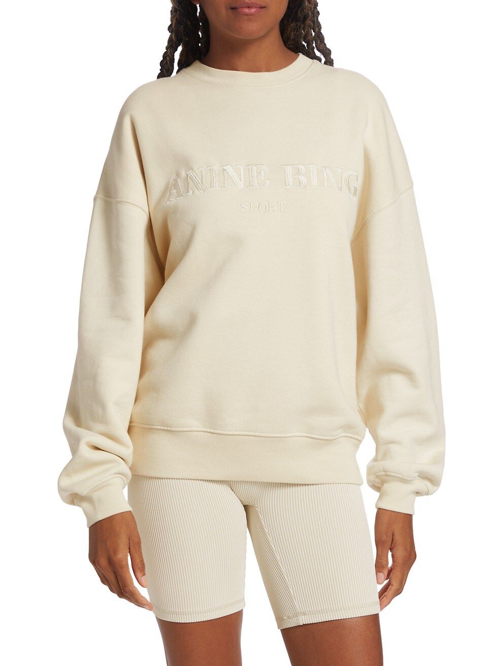 ANINE BING Evan Embroidered Logo Sweatshirt | Saks Fifth Avenue