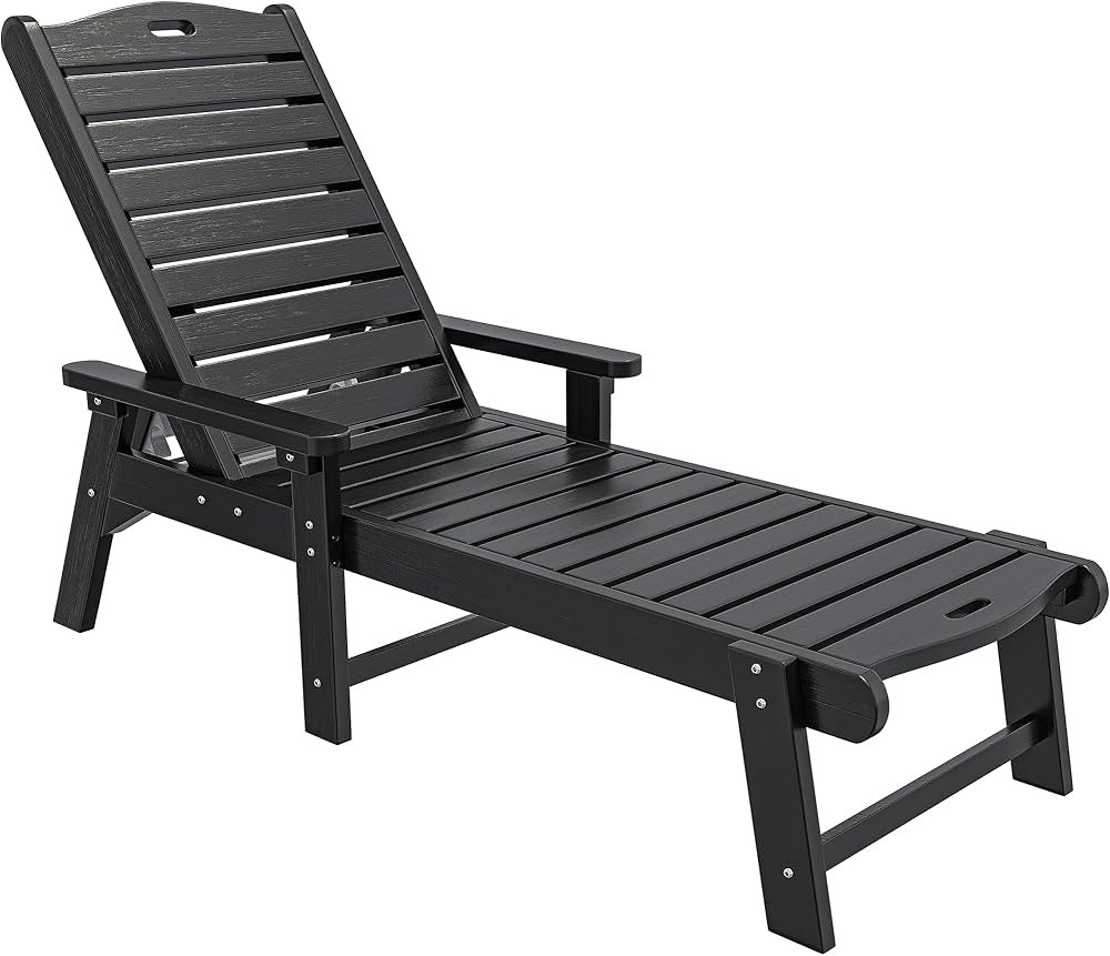 YITAHOME Outdoor Chaise Lounge Chair with Adjustable Backrest, Heavy Duty Resin Patio Lounger wit... | Amazon (US)