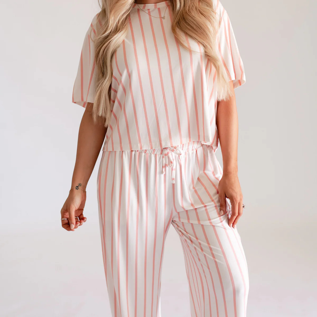 Women's T-Shirt and Pants Set in Beach Stripes | Silks Design