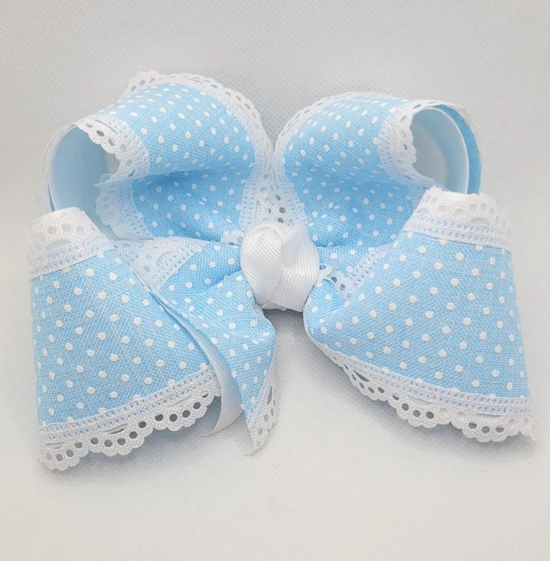 Swiss Dot Bow....blue Swiss Dot Bow....blue Swiss Dot Bow....blue Lace Hair Bow...blue Bow....spr... | Etsy (US)