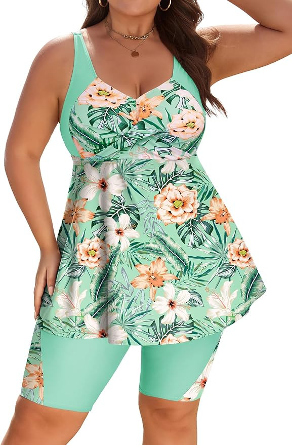Arolina Plus Size Swimsuit for Women Two Piece Modest Tankini Full Coverage Tummy Control Bathing... | Amazon (US)